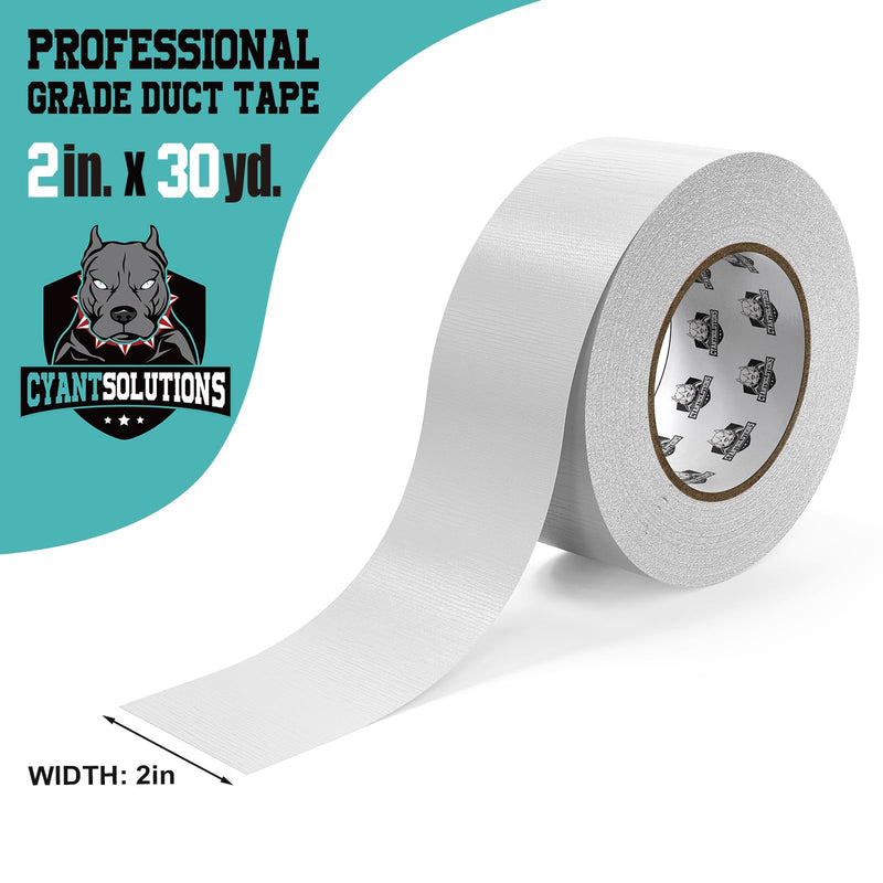 Heavy Duty White Duct Tape, Double-Thick Adhesive with Grips Smooth, UV Resistant and Extra Stick White Duct Tapes for Indoor and Outdoor, 2'' x 30yd, 1 Roll 2'' x 30 Yards - White