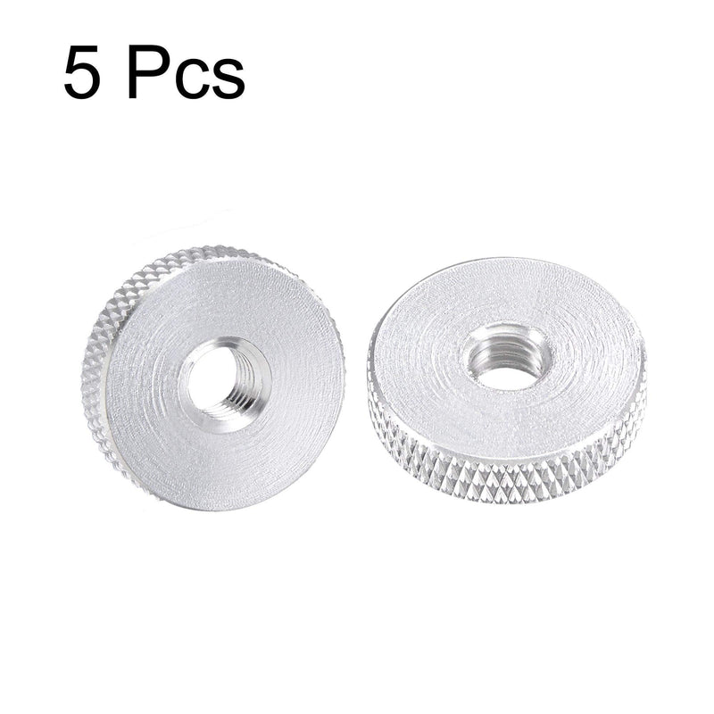 [Australia - AusPower] - uxcell Flat Knurled Nut - M6 x 20mm x 5mm Thumb Nuts Lock Adjusting Nuts Aluminum Alloy Silver 5Pcs 