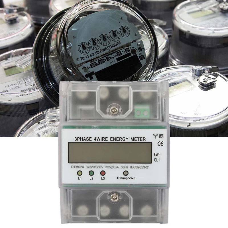 [Australia - AusPower] - 3 Phase Power Meter, DTM024 Digital LCD Display Kilowatt Usage Meter, 220/380V 5-80A Digital Energy and Electricity Usage Monitor for Power Metering System 