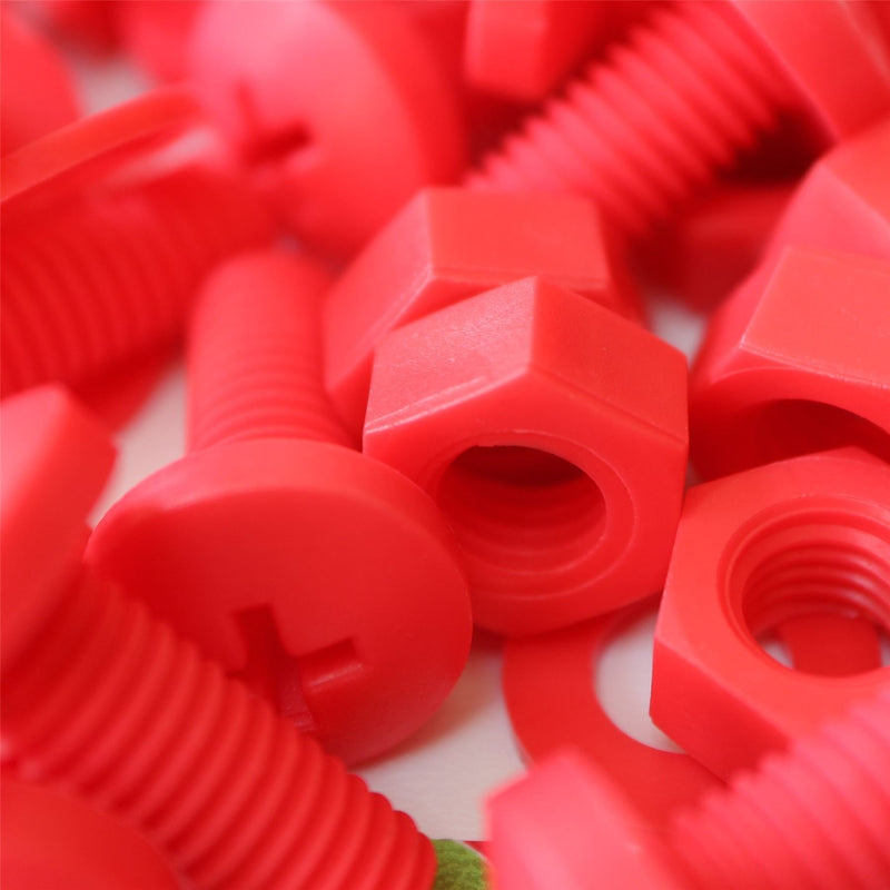 [Australia - AusPower] - 20 x Red Pan Head Screws Polypropylene (PP) Plastic Nuts and Bolts, M8 x 20mm, Washers, 5/16 x 25/32 