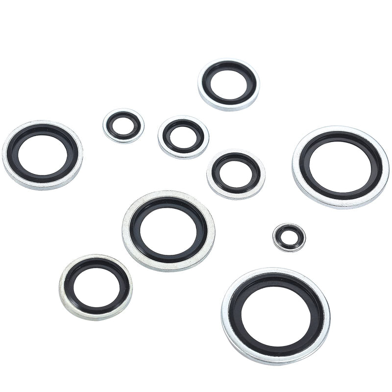 [Australia - AusPower] - 156 Pieces Bonded Seal Dowty Washer,Automotive Self-Centred Dowty Seal Gasket Assortment,10 Metric Sizes,from M6 to M24 (Metric) 