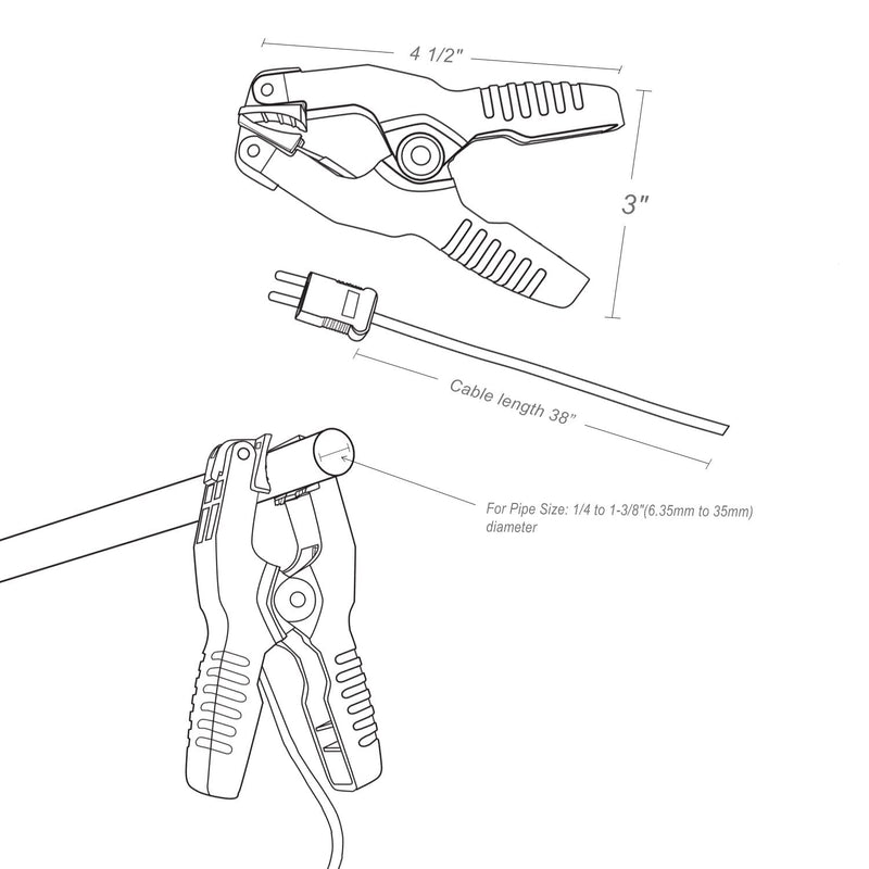 [Australia - AusPower] - Pipe Clamp K-Type Thermocouple Probe, Measures Temperature Range -40 to 392 °F(-40 to 200 °C), Yellow, Hti-Xintai 
