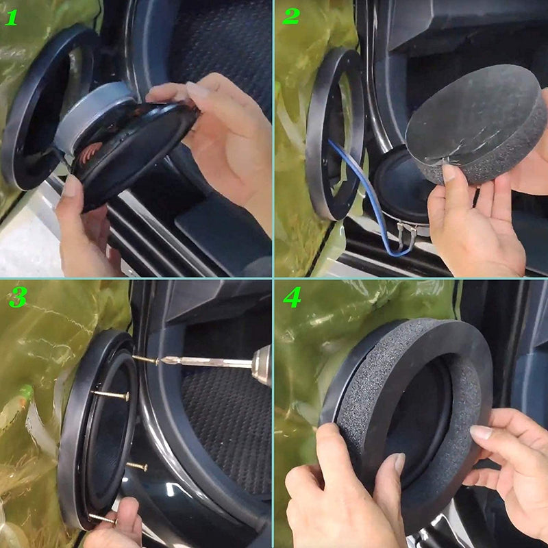 [Australia - AusPower] - RDBS 6" 6.5" 6.75" Car Speaker Foam Rings Universal Self Adhesive Speaker Fast Rings Sponge Bass Blocker Kit Waterproof High Rebound EVA Foam Speaker Enhancer Baffle（4PCS ） Three ring 