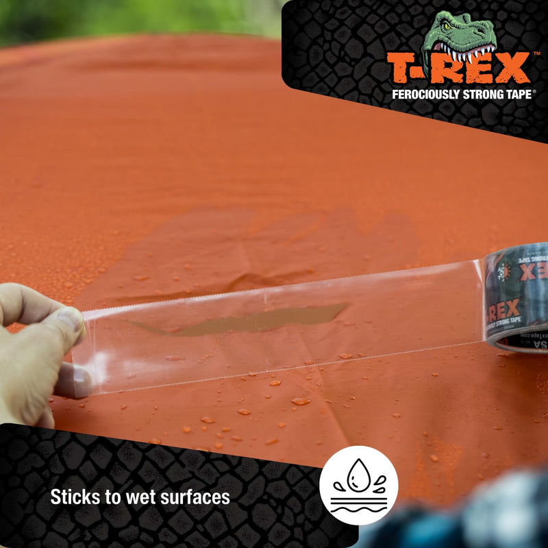 T-REX Ferociously Strong Repair Tape, Sticks to Wet Surfaces, All Weather and UV Resistant, 1.88" x 9 Yards, Clear, 1-Roll (241535)