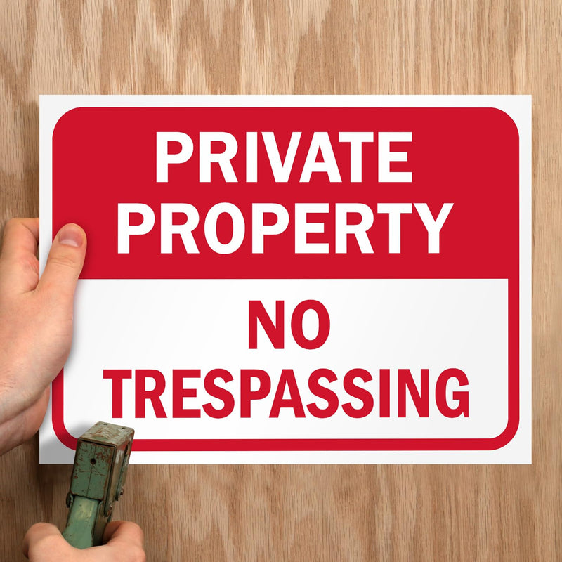 SmartSign "Private Property No Trespassing" Rip-Out Sign Book with 20 Sheets | 10" x 14" Plastic, Write-On Tear Out Signs, Red/White Private Property