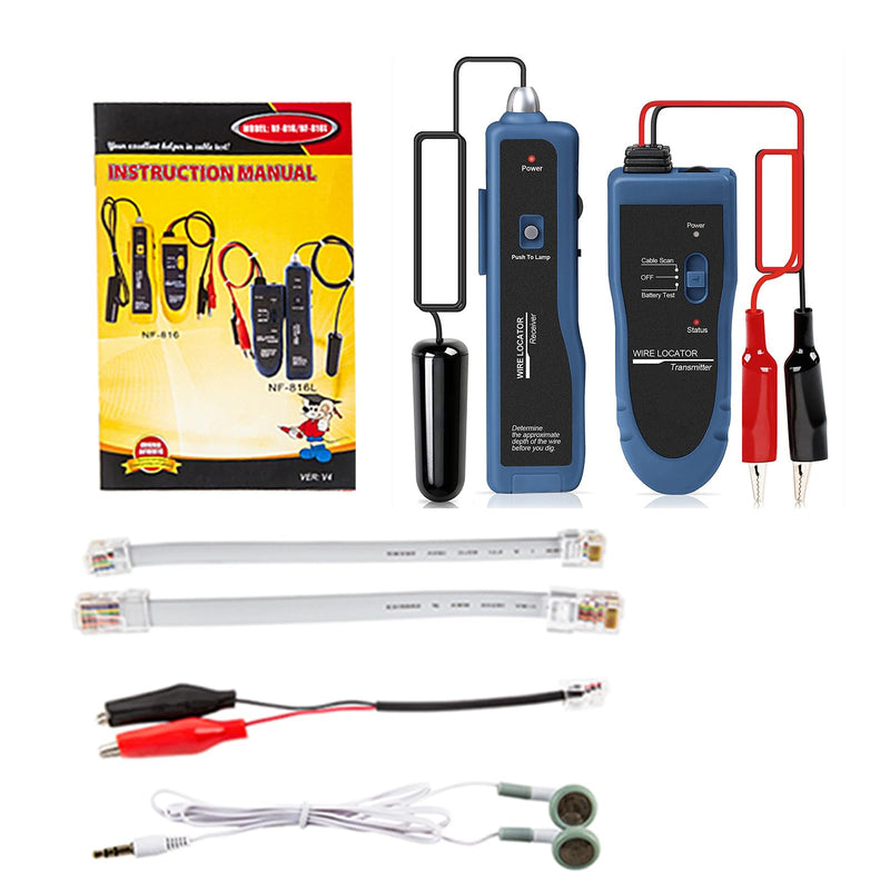 [Australia - AusPower] - Rechargeable Underground Cable Locator, Electrical Wire Tracer, Underground Wire Locator for Pet Fence Buried Sprinkler Valve, Cable Tester for Locating Irrigation Tone Generator Kit Probe NF-816L 