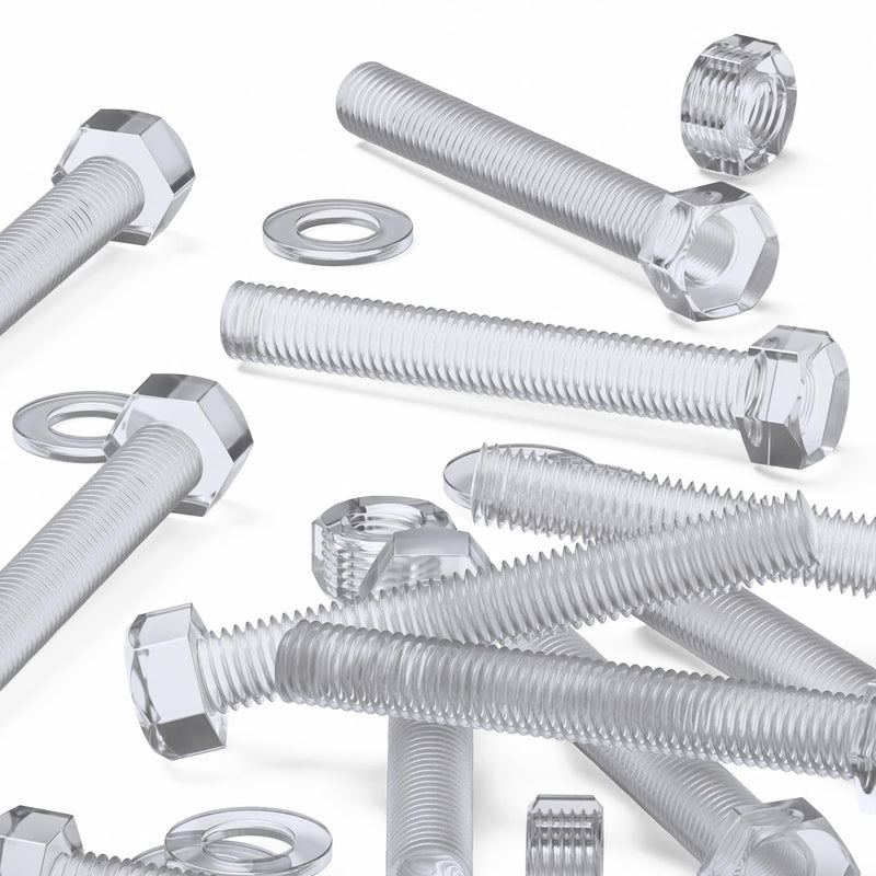 [Australia - AusPower] - Pack of 30 Transparent Clear Plastic Acrylic M8 x 60mm Nuts & Bolts - Acrylic Plastic Screws, Hexagon Head, (5/16 x 2 23/64 in) 