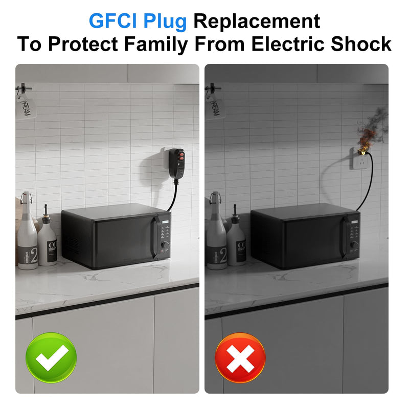 [Australia - AusPower] - ANEKEN GFCI Plug Replacement, Auto-Reset, 15 Amp, 2 Prong, Waterproof Ground Fault Circuit Interrupter Safety Plug for Pressure Washer, Hair Dryer, Weeder, Hot Tub, Pool Pump 