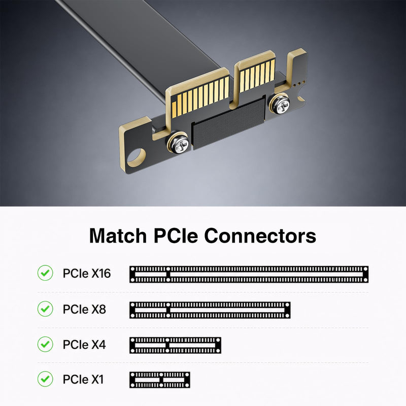 10Gtek PCI-e 3.0 Riser Cable, X1 to X1, M to F, 90° to 90°, PCIe Extender Jumper for Graphics, Cable Length 20 cm, P311MF5520 90° to 90° 1