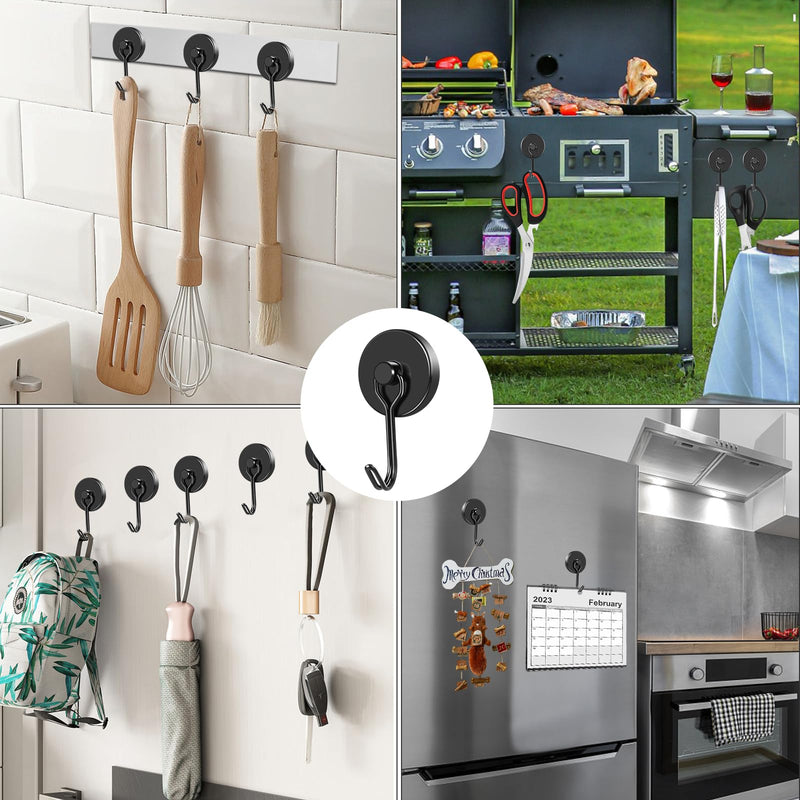 [Australia - AusPower] - MIKEDE Black Strong Magnetic Hooks, 70LB+ Swivel Swing Magnetic Hooks Heavy Duty, Cruise Hooks Neodymium Magnets with Hooks for Hanging, Home, Metal Door, Office and Garage - Pack of 4 70lbs-4Pack 