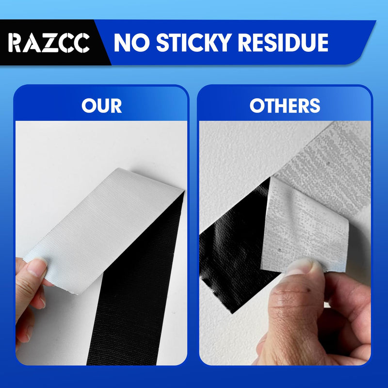 RAZCC Duct Tape, 12 Rolls Black Duct Tape,Heavy Duty, Flexible, No Residue, All-Weather and Tear by Hand, 30 Yard x 2 Inch Per Roll - Bulk Value for Indoor & Outdoor Repairs, Industrial Use 2 inch-12 Rolls