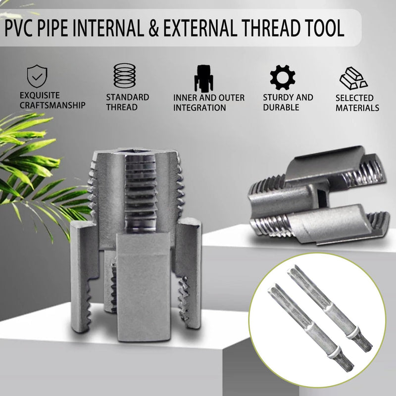 [Australia - AusPower] - 2PCS Integrated Internal & External Pipe Threading Tool, Pipe Thread Cutting Tool for Electric Drill, Pipe Sizes Rethreading Tool (1/2"+3/4") 