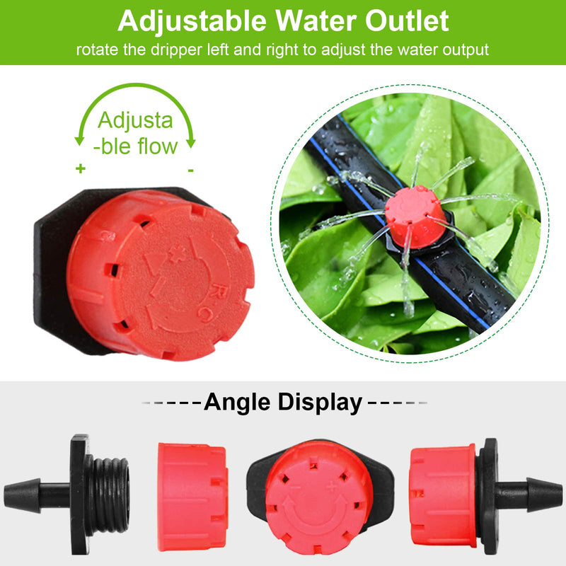 [Australia - AusPower] - Kalolary 200Pcs Adjustable Irrigation Drippers, 1/4 Inch Barbed Drip Emitter 360 Degree Watering Sprinklers Anti-Clogging Drippers for 4mm/7mm Garden Watering System?Red? 200Pcs Red 