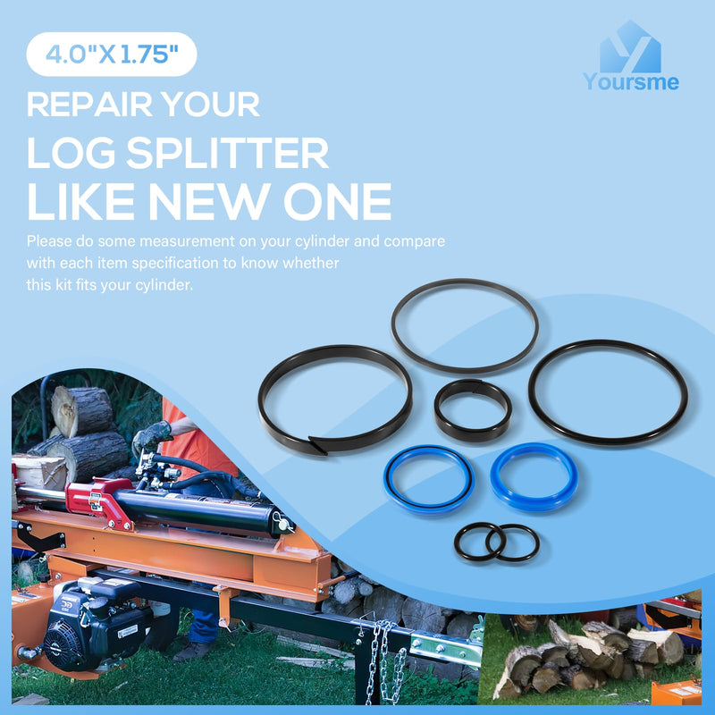 [Australia - AusPower] - Hydraulic Log Splitter Cylinder Rebuild Seal Kit for 4.0"Bore x 1.75" Rod Cylinde, Precision Made 