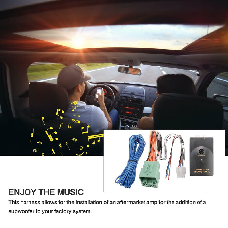 [Australia - AusPower] - NuIth Add Amp Amplifier Subwoofer Interface Kit Fit for 2014-2021 GM Vehicles Chevy Silverado Camaro Yukon on Factory OEM Radio Stereo System 2-Channel RCA line Output Converter 
