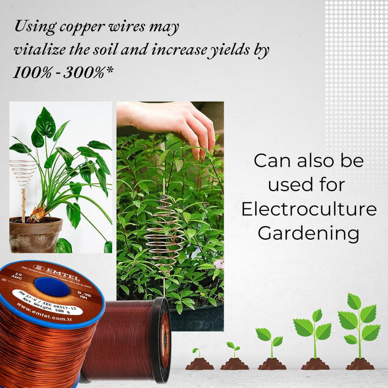 [Australia - AusPower] - Emtel 24 AWG - 1 lb (805 feet) 99.9% Pure Copper Wire, Enameled Magnetic Wire for Motor, Transformer, Magnetic Coil, & Electroculture Gardening, Winding Magnet Wire - 220°C (428°F) Thermal Class 