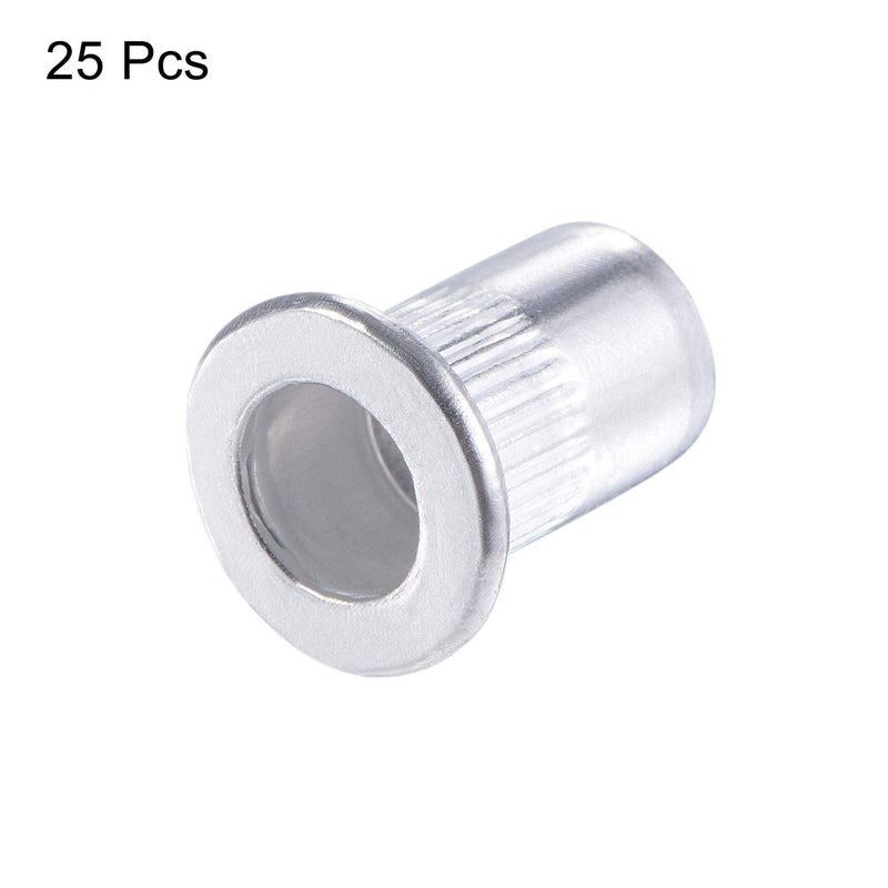 [Australia - AusPower] - uxcell M6 Rivet Nuts Aluminium Alloy Knurled Flat Head Threaded Insert Nut Silver 25pcs 