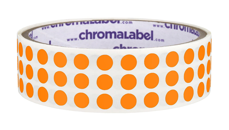 ChromaLabel 0.25 Inch Round Label Permanent Color Code Dot Stickers, 1000 Labels per Roll, Orange