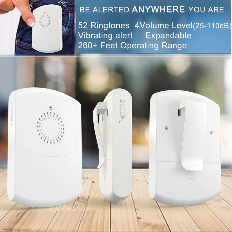 Caregiver Pager Wireless Call Button System Personal Alert Panic Button for Home Elderly Nurses Calling System with Portable Receiver and Emergency Button