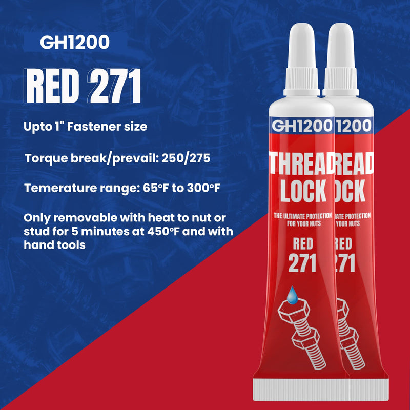 [Australia - AusPower] - 2 x 6g Thread Locker 271 Medium Strength Removeable Red Locktight Thread Locker for Nuts, Bolts, Fasteners and Metals. Lock Tight Threadlocker with Stable and Consistent Performance 1 