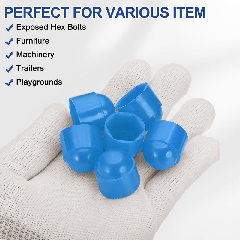 [Australia - AusPower] - PATIKIL 50 Pcs Hex Nut Cover, M12x18x22mm Nylon Screws Bolt Covers Caps Dome Acorn Hex Head Bolt Protection Cap for Screws Nut, Blue 