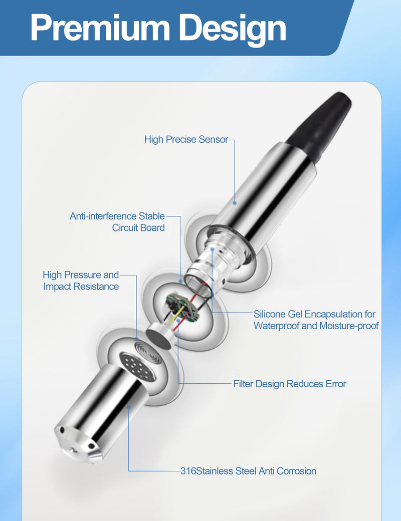 [Australia - AusPower] - Liquid Level Sensor Cable Submersible Transmitter Water Level Sensor Detector Cable, IP68 Liquid Level Transducer, 4-20mA Water Level Sensor Detector 0-39.37 inch 