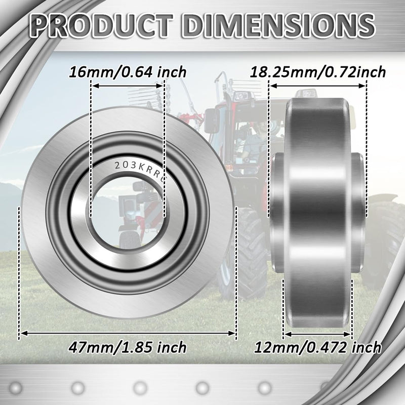 [Australia - AusPower] - 203KRR6 Special Ag Bearing 0.64" ID x 1.8504" OD x 0.472" W Replaces 203RRH10 6095 1126056 202-1942-215 F60616 F7293 626899R91 051-185 AP26 