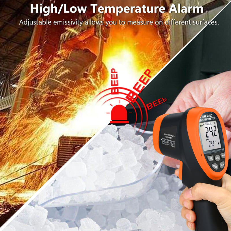 [Australia - AusPower] - Infrared Thermometer, Digital IR Thermometer 58℉~1472℉ with D:S=16:1, Non-Contact High Laser Temp IR Tool for Cooking (NOT for Human) 