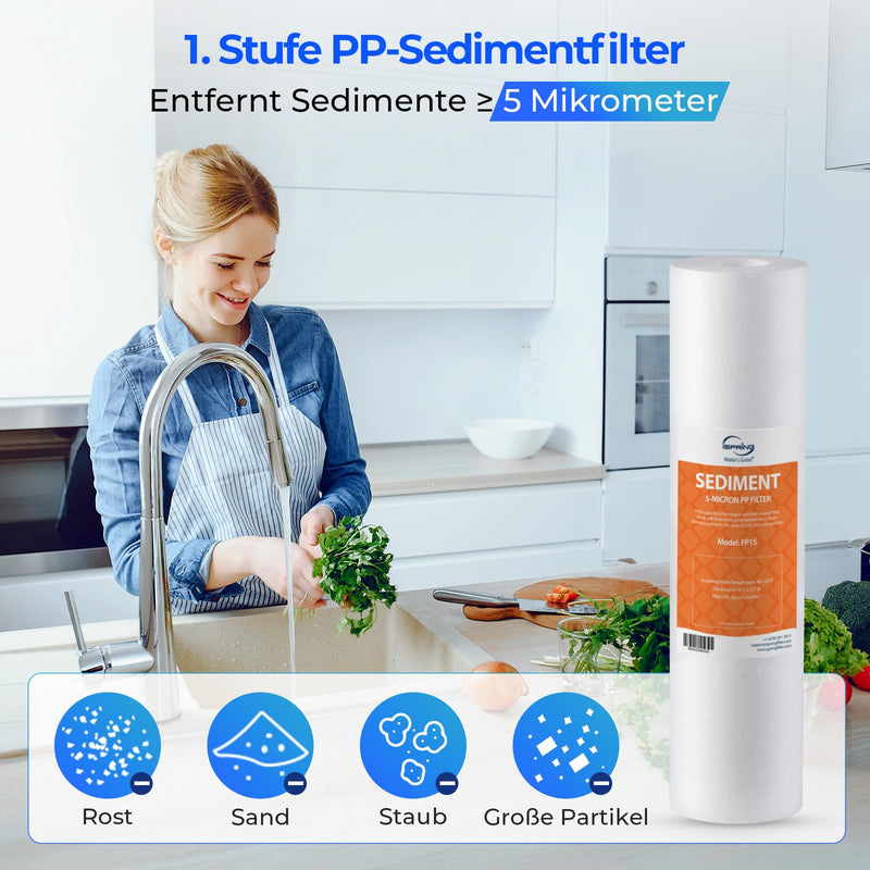 iSpring F3 3-pcs Replacement Filter Set for Water Filters with Standard 10-in Housings (3pcs: Sediment, Granular Activated Carbon, CTO Carbon Block. No Membrane) | For standard reverse osmosis RO systems Pre-filter replacement filter cartridges