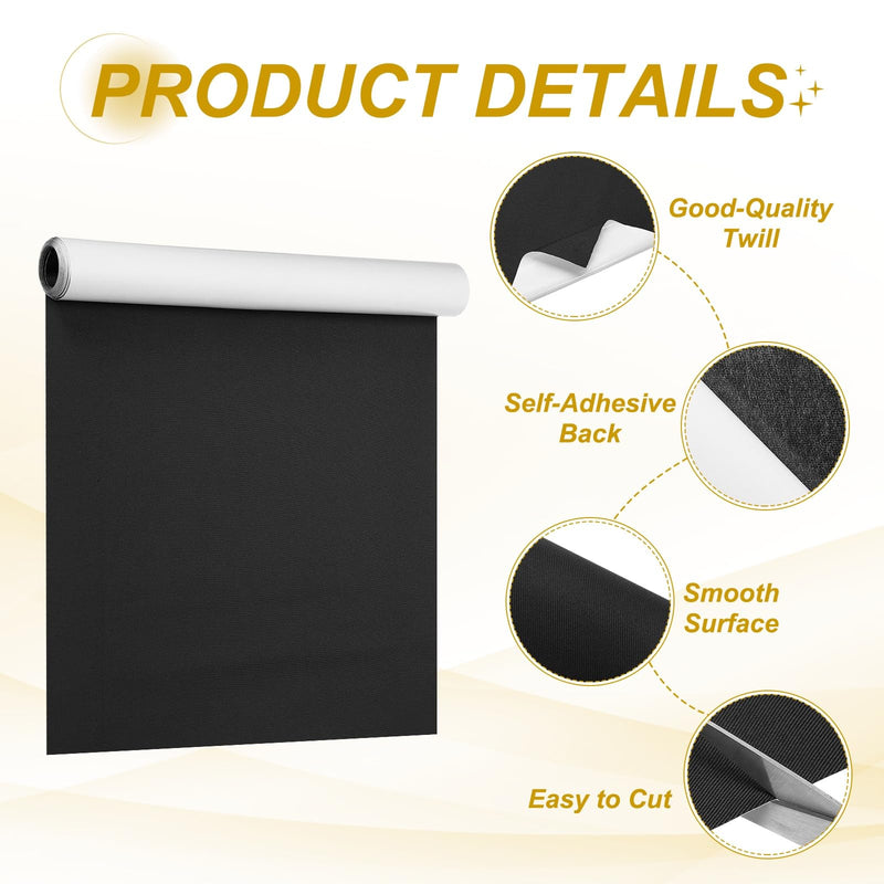 PATIKIL Twill Repair Patches for Sofa Tent Bag,16x79in Self-Adhesive Patches Repair for Clothing, Fabric Crafts, Kit for Backpack Shoe Decoration (Black) Black 16x79in