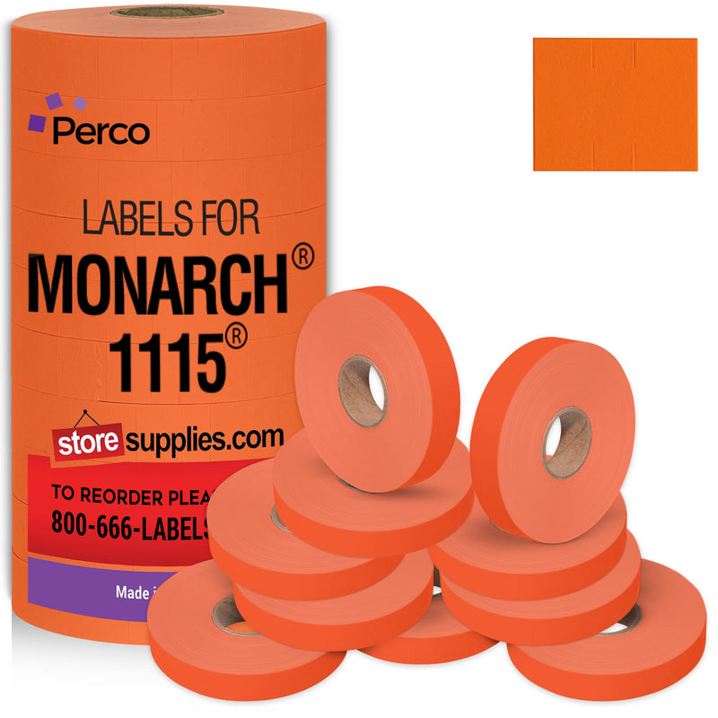 Pricing Labels for Monarch 1115 Red - 15,000 Labels w/ 10 Rolls Value Pack, 1 Sleeve - Made in USA Fluorescent Red