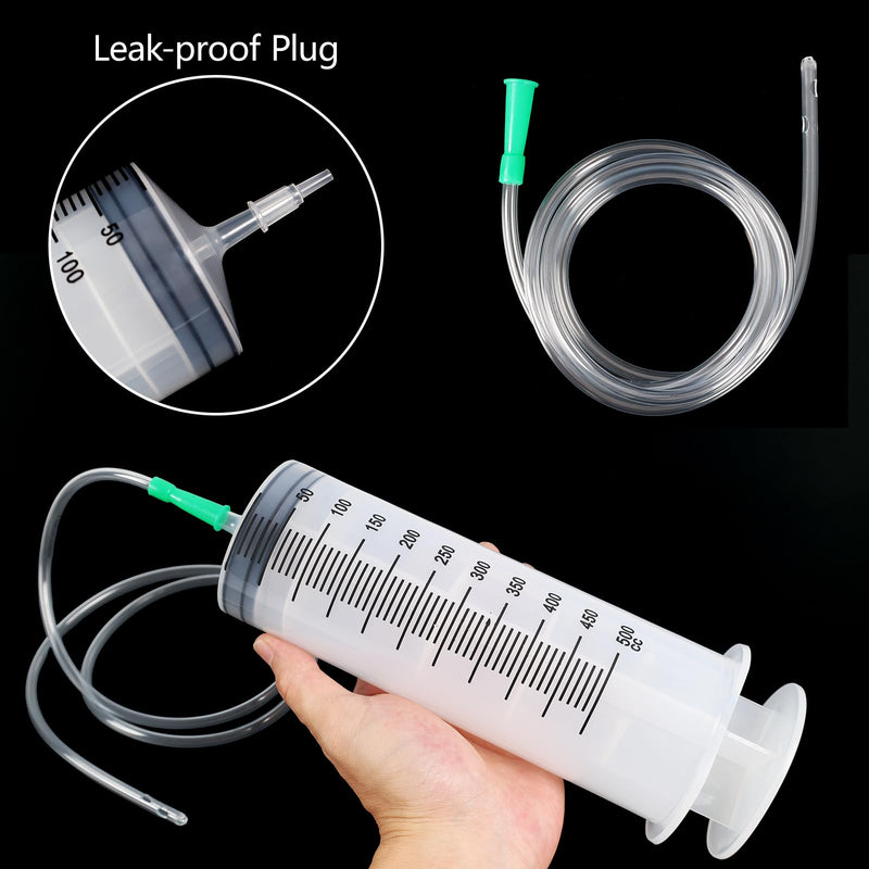 [Australia - AusPower] - 500 ml Large Syringe with Hose, Reusable Liquid Syringe for Pet Feeding, Plant Watering, Laboratory Measurement, Dispensing 500ML 