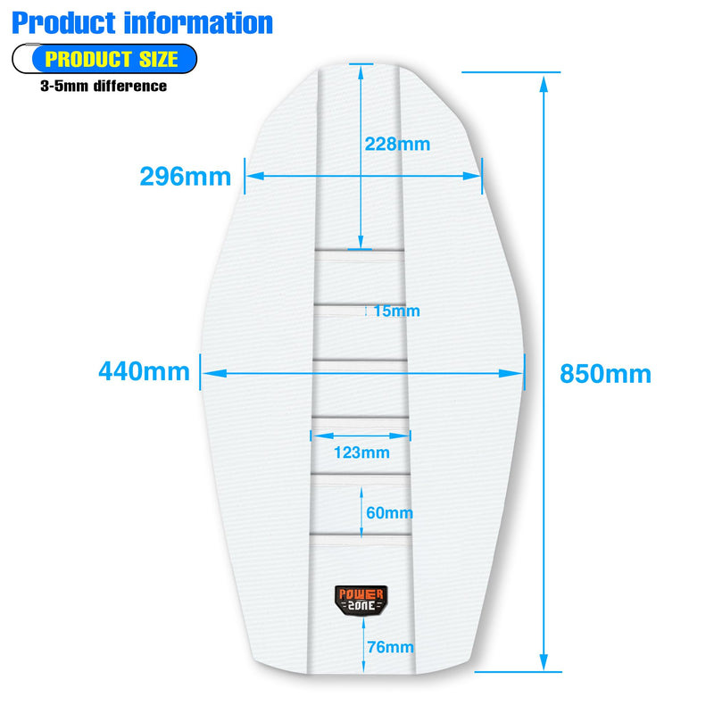 [Australia - AusPower] - Universal Ribbed Dirt Bike Seat Cover - Gripper Soft Seat Cover for Most Dirt Pit Bike Motorcycle (All White) All White 
