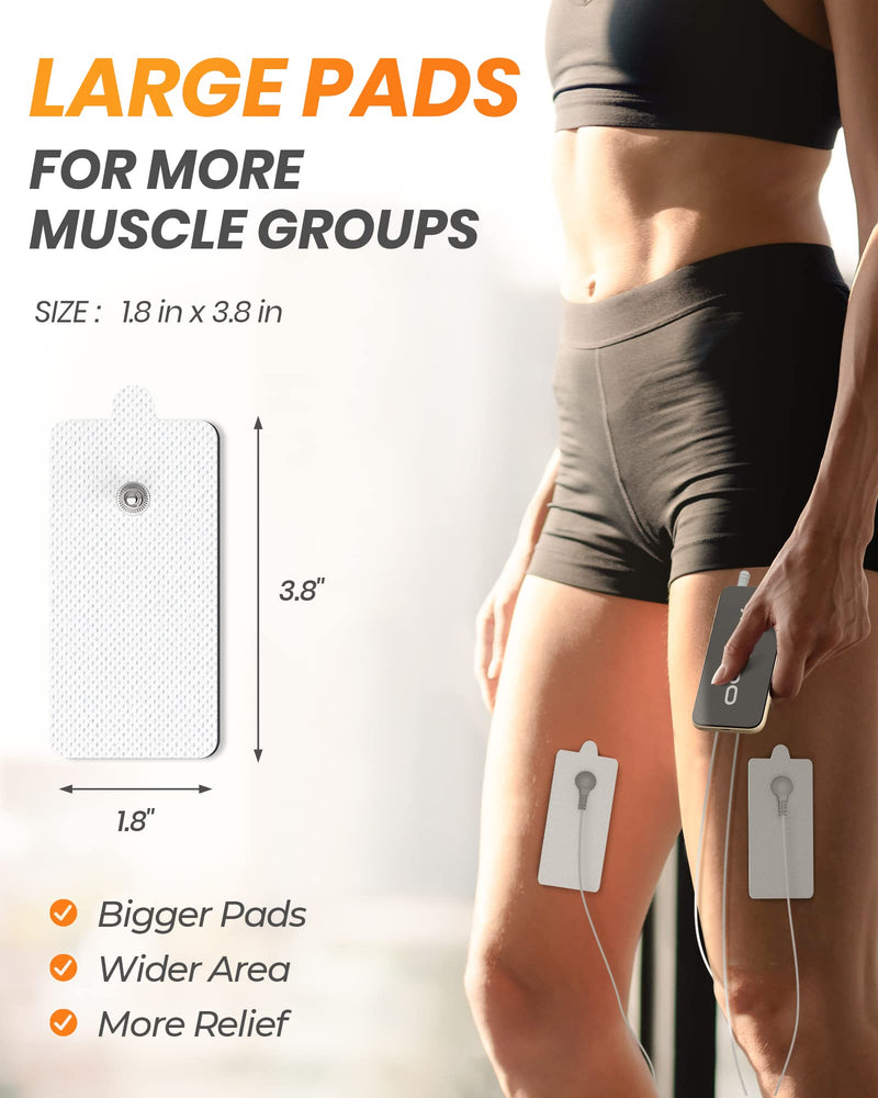 [Australia - AusPower] - 10-Pack TENS Unit Replacement Pads, Rectangular Snap TENS Electrode Pads with self-Adhesion for 50 Times, AVCOO Latex-Free 1.8"X3.8" TENS Pads Compatible with TENS EMS Devices Use 3.5mm Button Leads 