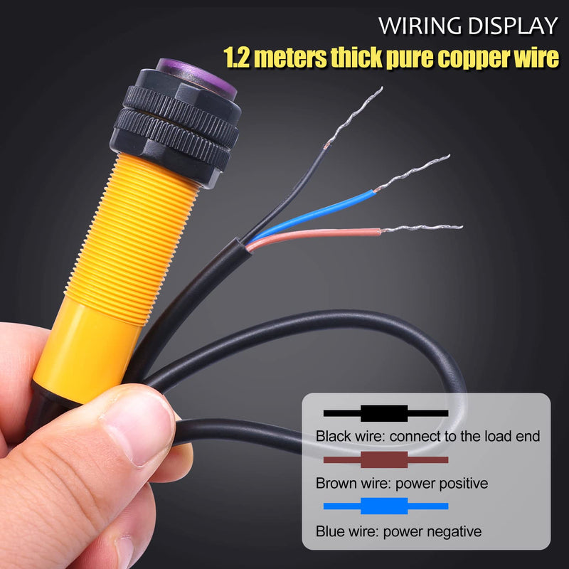 [Australia - AusPower] - Taiss photoelectric Sensor 30cm Adjustable M18 Diffuse Reflection photoelectric Switch Sensor Optical Three Lines PNP NO（Normally Open）Proximity Switch 6-36VDC E3F-DS30P1 