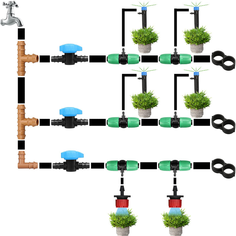 [Australia - AusPower] - 14 Pcs Drip Irrigation Fittings Switch Valve 1/2 Inch, In-Line Barbed Switch Valve For 1/2 Inch Drip Tubing (.570-.620" ID), Shut-Off/On Drip Line Parts For Garden Sprinkler Systems 14P Valves 