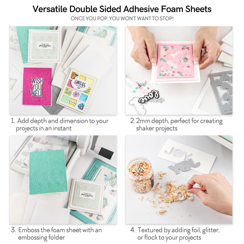 Briartw 10 Sheets 3D Double Sided Adhesive Foam Sheets for A2 Card,2mm Thickness,4.25x5.5inch,Add Depth, Dimension, and Detail to Your Projects,They Can Be Cut, Sliced, and Die Cut 4.25x5.5inch