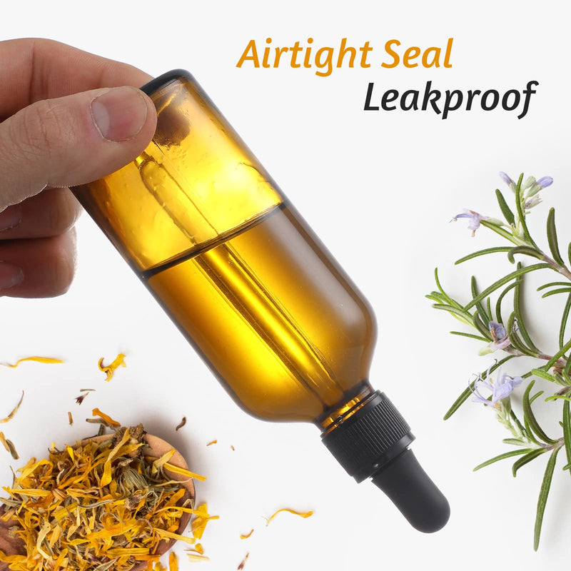 [Australia - AusPower] - AOZITA 4 Pack, 100ml Dark Amber Dropper Bottles with 1 Funnels & 4 Labels - 3.4oz Brown Glass Tincture Bottles with Eye Droppers for Essential Oils, Liquids - Leakproof Travel Bottles Blank Dropper 