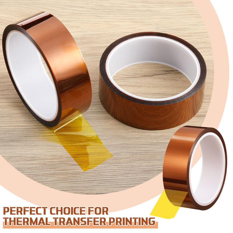Outus 2 Pcs Rolls of Heat Tape High Temperature Polyimide Tape 500 Fahrenheit Degree Heat Resistant Adhesive Film for Soldering Electrical Works 3D Printing (1.18''X 108ft) 1.18''X 108ft