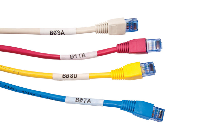Brady Authentic (M21-750-427) Self-Laminating Wire Wrap for Control and Electrical Panels, Datacom Cable, Black on White- For M210, M210-LAB, M211, BMP21-PLUS and BMP21-LAB Printers, .75" W, 14' L Black on Transluc/White Vinyl .75"