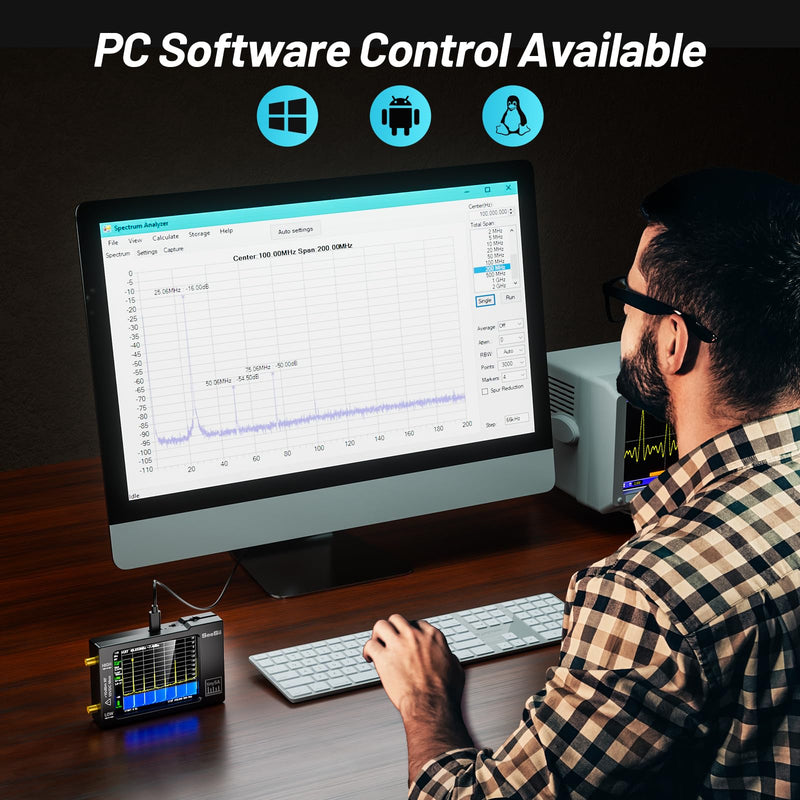 [Australia - AusPower] - Portable TinySA Spectrum Analyzer,SEESII Upgraded V0.3.1 Handheld Tiny Frequency Analyzer 100kHz to 960MHz MF/HF/VHF UHF Input,Signal Generator with 2.8 inch Touch Screen with ESD Protect Function 
