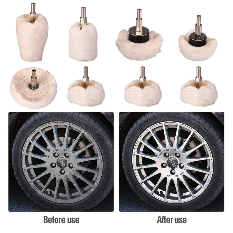 [Australia - AusPower] - Polishing Disc for Drill, SPTA Polishing Attachment Cordless Screwdriver – Includes High-Quality Hex Shank – Gentle Polishing Wheels for Drill – 8-Piece Polishing Attachment -PMMIX001 