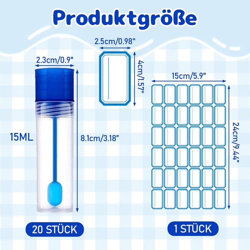 Pack of 20 Stool Sample Tubes | Stool Sample Tubes, Dog and Cat Stool Tubes, Sample Tubes with Spoon and Screw Cap for Pet Testing
