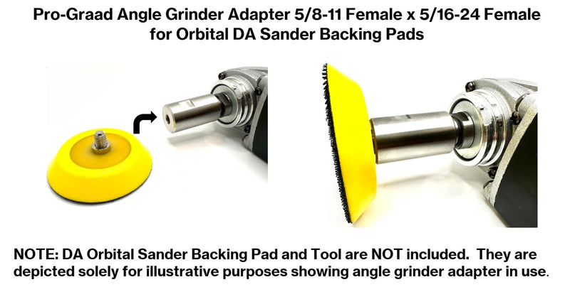 [Australia - AusPower] - 54040 Stainless Steel Angle Grinder Adapter 5/8-11 Female x 5/16-24 Female, Arbor Adapter compatible for use with 5/16”-24 Threaded DA Backer Pads on Angle Grinder with 5/8”-11 5/8-11 Female × 5/16-24 Female Adapter 