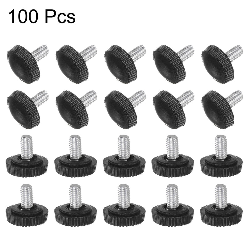[Australia - AusPower] - uxcell 100pcs M4 x 7mm Male Thread Knurled Knobs, Thumb Screw Clamping Knobs Grip Plastic Handle Hand Knobs with Threaded Stud, Black 