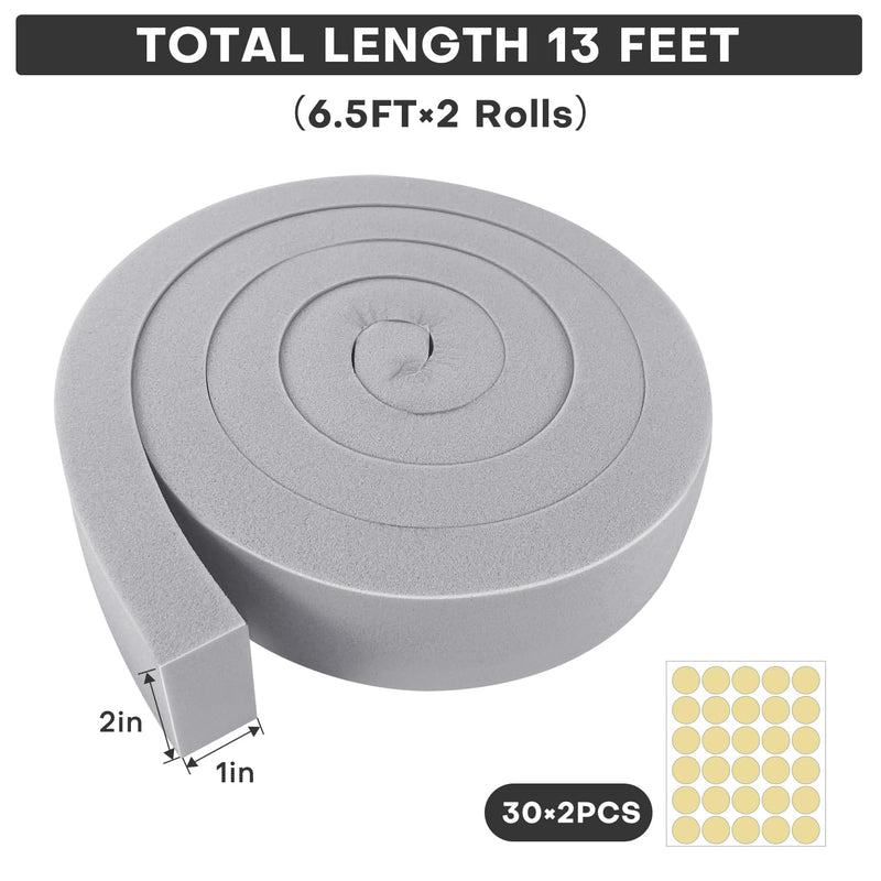 [Australia - AusPower] - AC Window Seal Kit with Adhesive - 2Pcs Gray Foam Insulation Strips 2"x1"x6.5Ft,Air Conditioner Foam for Window Units, Energy Saving & Dustproof 2''x1''x6.5ft-2pcs 