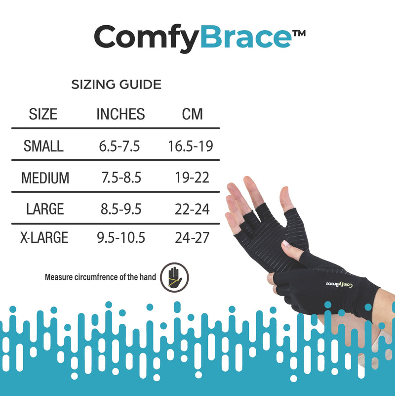 [Australia - AusPower] - ComfyBrace Copper Infused Compression Arthritis Gloves for Hand & Finger Relief from pain/swelling caused by Rheumatoid Arthritis, carpal Tunnel, Tendonitis and Poor Circulation, Fits Men & Women Medium (1 Pair) 