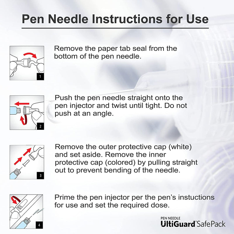 [Australia - AusPower] - All-in-One UltiGuard Safe Pack Pen Needles and Sharps Container for at-Home Insulin Injections and Safe Needle Disposal, Size: Mini 4mm (5/32”) x 32G, 100 Count 