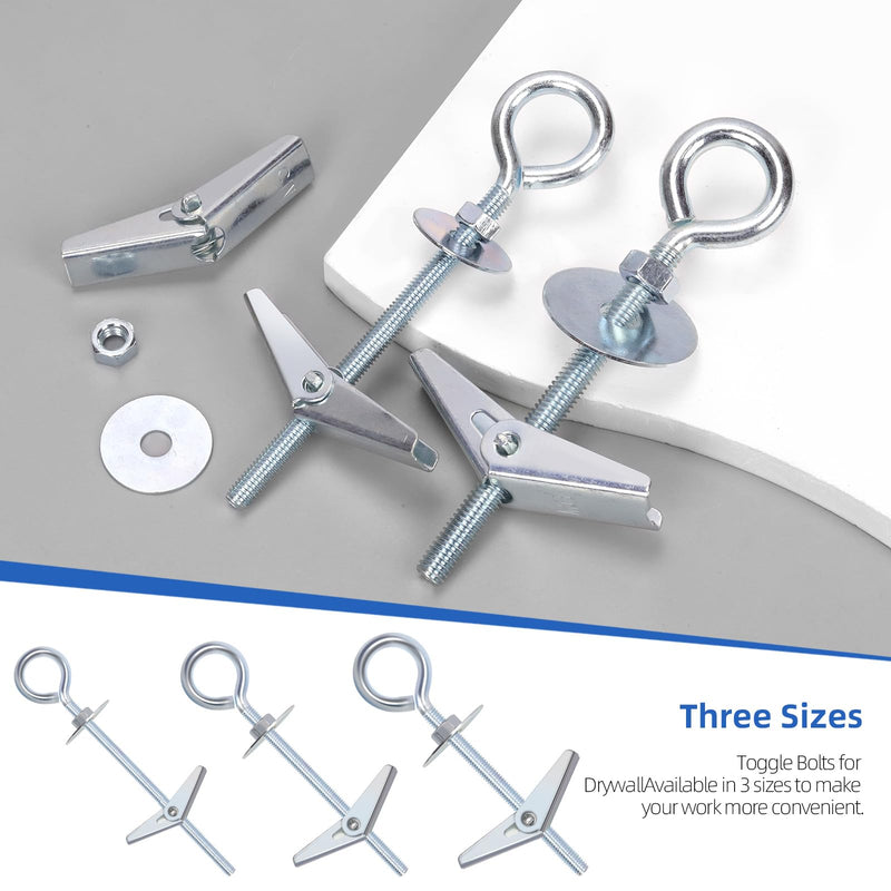 [Australia - AusPower] - Glarks 18pcs M4 M5 M6 O-Shaped Eye Bolt Toggle Anchors Set for Drywall, Toggle Bolts, Butterfly Anchors, Spring Toggle Wing Bolts for Ceiling, Sheetrock, Hollow Wall 