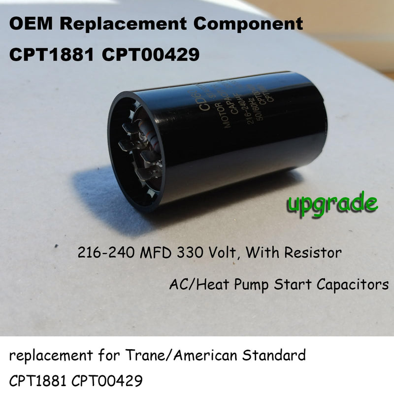 [Australia - AusPower] - Upgrade CPT00429 216-240 MFD 330 Volt Start Capacitor Replacement for Trane CPT1881 CPT00429, fit for American Standard Units,Heat Pump,Air Conditioning,AC Motors 